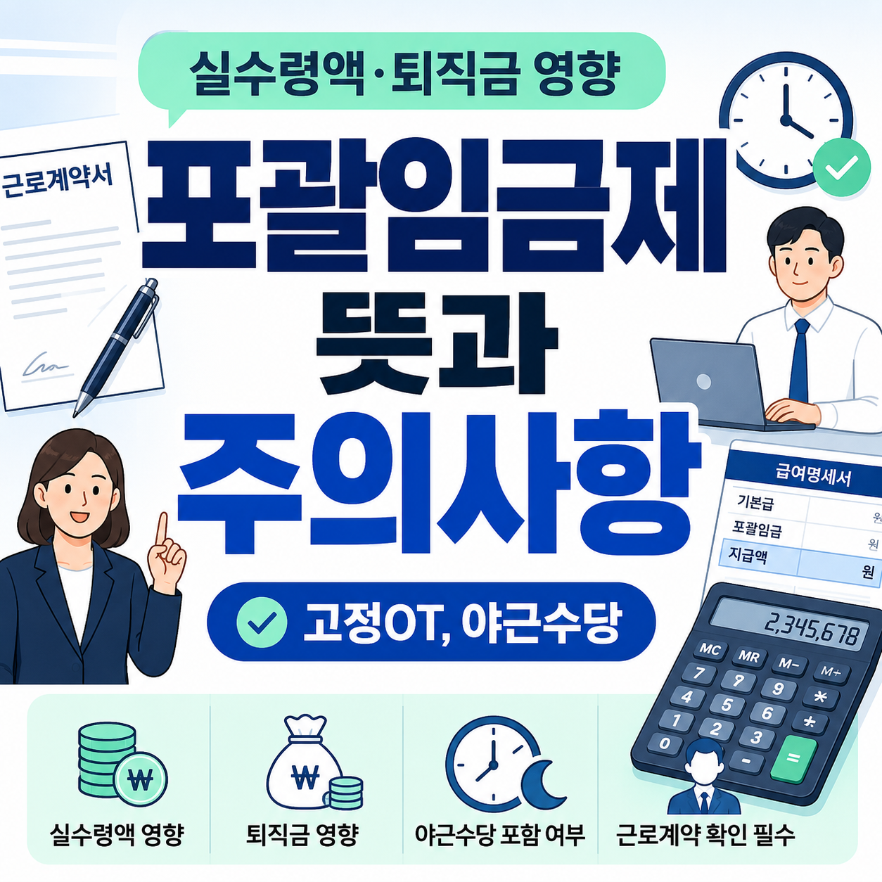 포괄임금제 뜻과 주의사항｜실수령액과 퇴직금에 미치는 영향