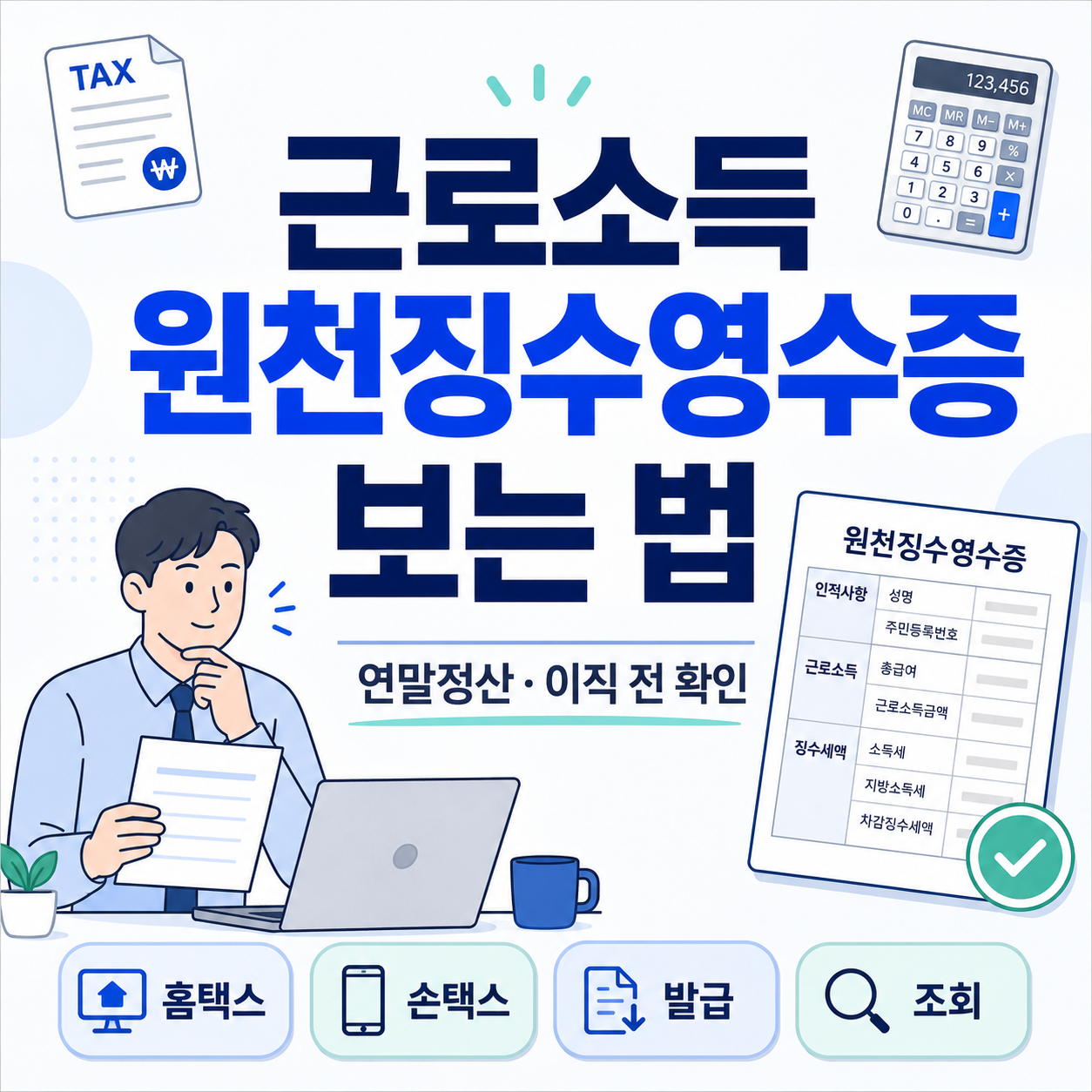 근로소득 원천징수영수증 보는 법 연말정산 이직 전 확인 항목 홈택스 손택스 발급 조회