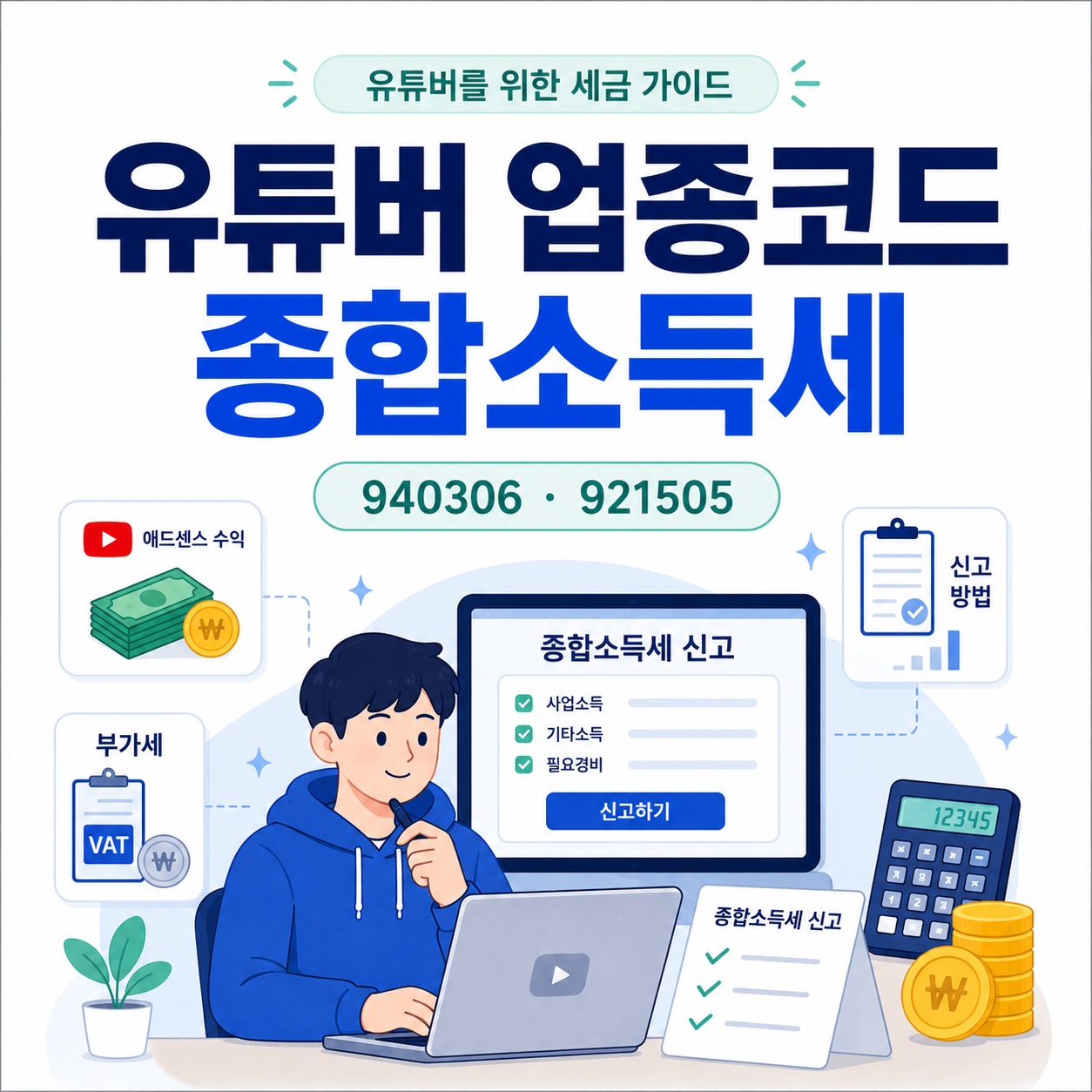 유튜버 업종코드 940306 921505 차이｜종합소득세 신고 방법