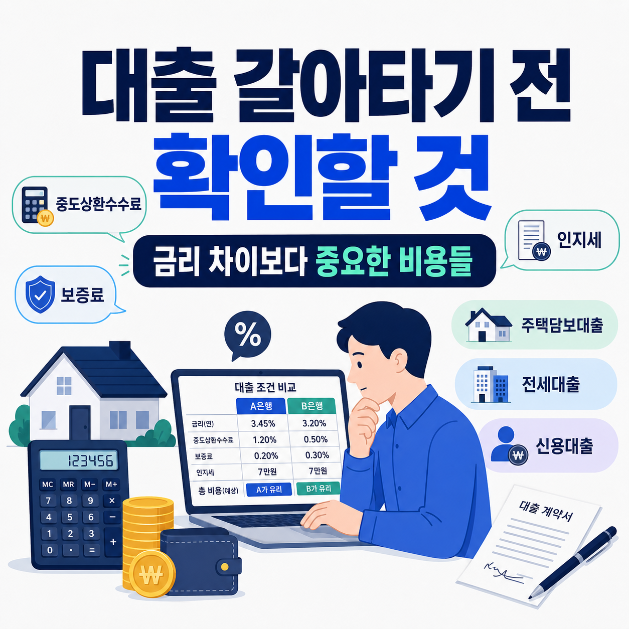 대출 갈아타기 전 확인할 것 중도상환수수료 보증료 인지세 금리 비교