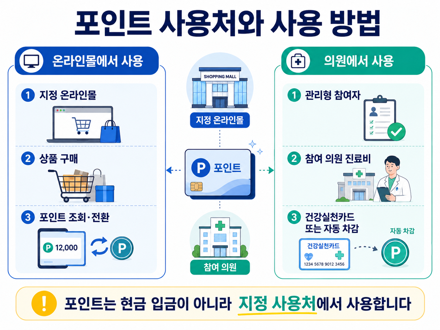 건강생활실천지원금 포인트 사용처 온라인몰 의원 진료비 건강실천카드