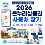 2026 온누리상품권 사용처와 가맹점 조회, 온라인 사용, 제외 업종을 안내하는 이미지