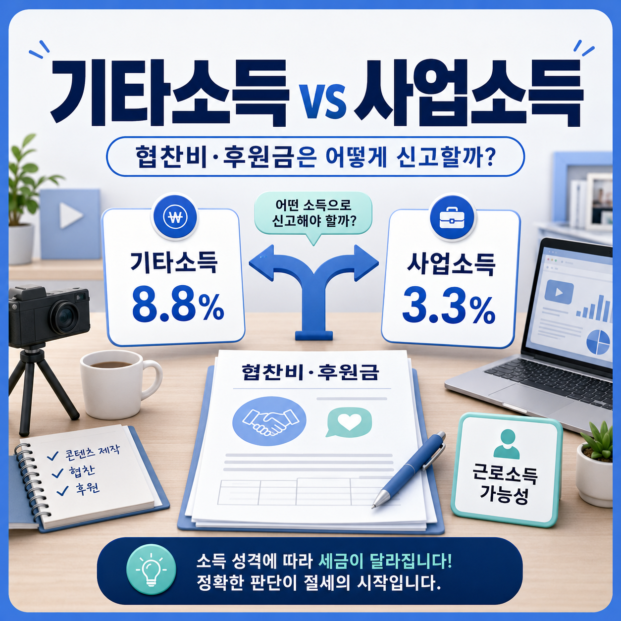 협찬비와 후원금의 기타소득·사업소득 구분을 고민하는 프리랜서