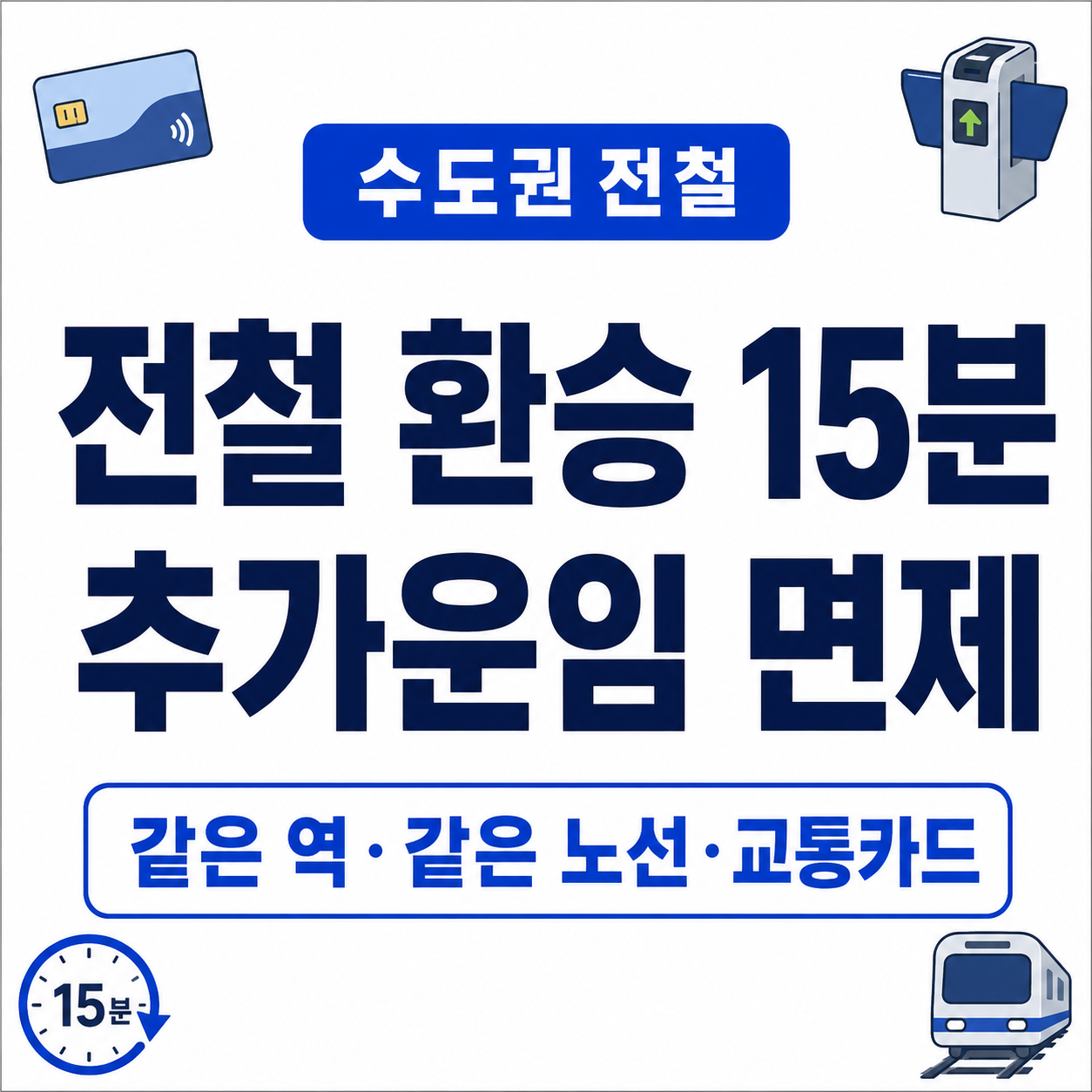 전철 환승 15분 무료｜같은 역 재승차 방법·적용 노선·횟수