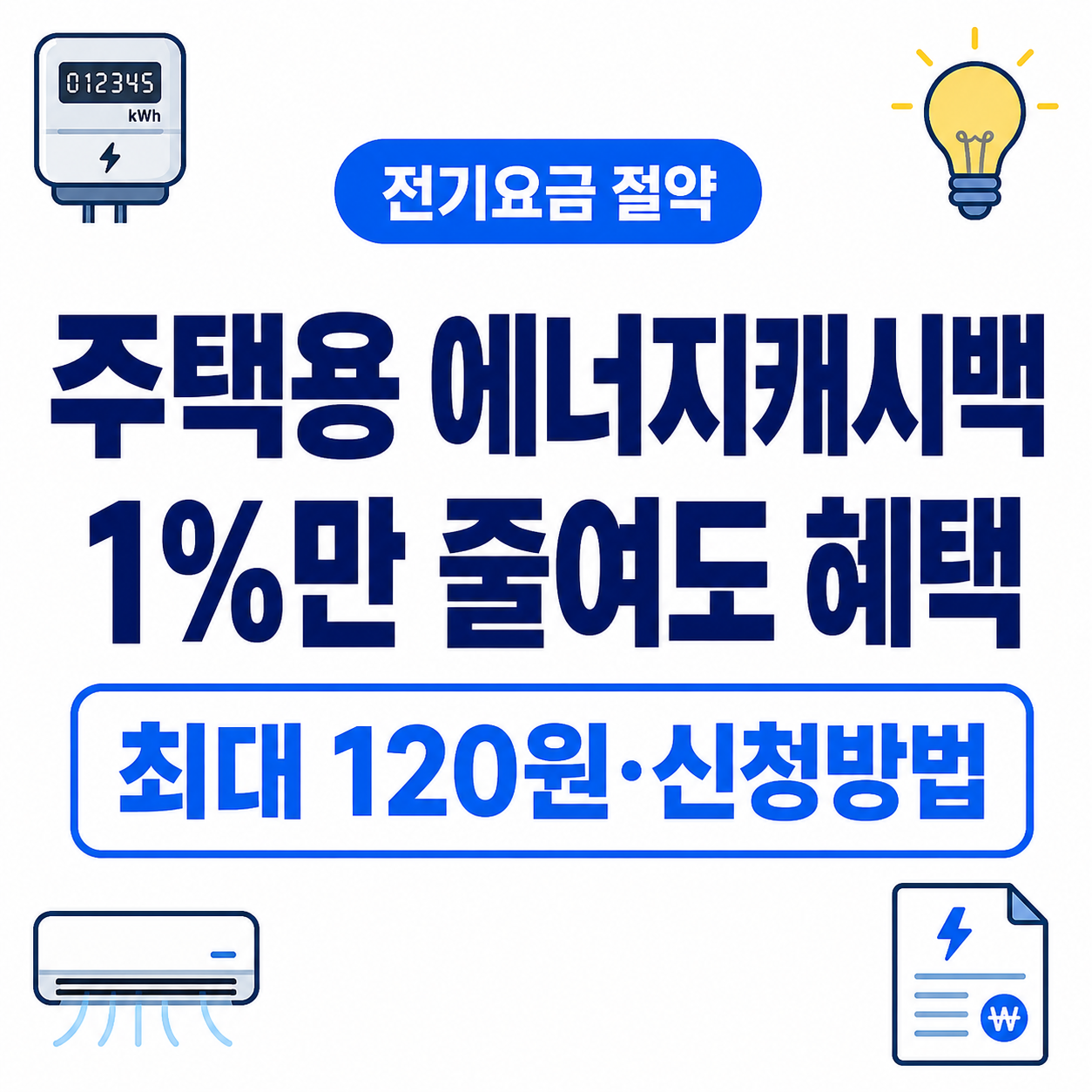 주택용 에너지캐시백 2026｜전기 1% 절감·최대 120원·신청방법