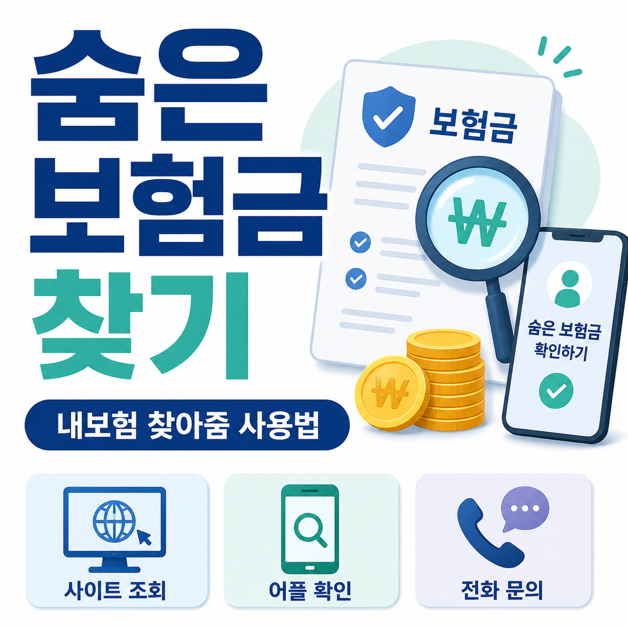 숨은 보험금 찾기 내보험 찾아줌 사용법 사이트 어플 전화 문의