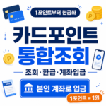 카드포인트 통합조회와 1포인트부터 본인 계좌로 입금하는 방법을 표시한 썸네일